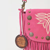 ADBGA836 American Darling Genuine Suede Leather Fringe Cross body Bag with Embroidery