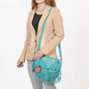 ADBGA836 American Darling Genuine Suede Leather Fringe Cross body Bag with Embroidery