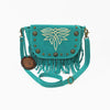 ADBGA836 American Darling Genuine Suede Leather Fringe Cross body Bag with Embroidery