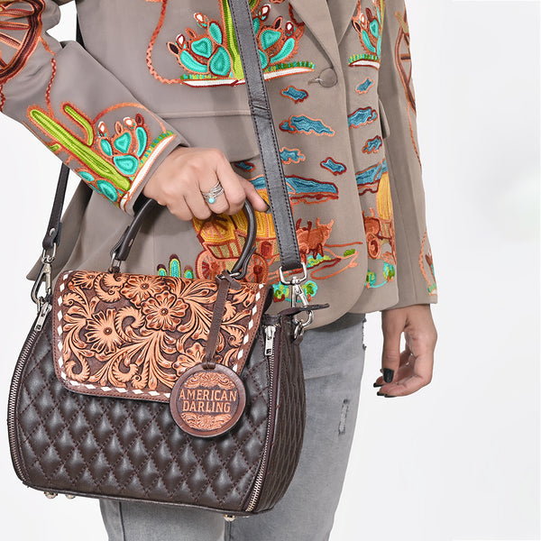 ADBGA851 American Darling Quilted Leather Harness Crossbody Handbag
