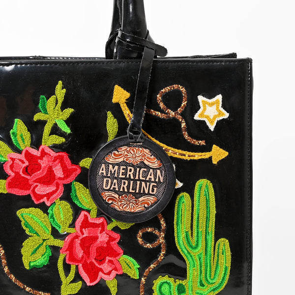 ADBGA927 American Darling Western Embroidered Patent Leather Everyday Tote Bag