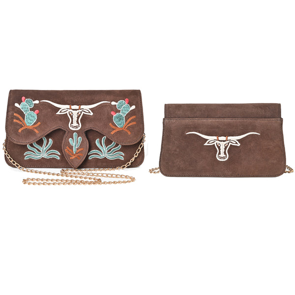 ADBGA944 American Darling Western Embroidered Genuine Suede Cross body Bag