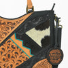 ADBGA983 American Darling Hand Tooled Harness Hair On Genuine Leather Fringe Tote Bag