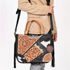 ADBGA983 American Darling Hand Tooled Harness Hair On Genuine Leather Fringe Tote Bag
