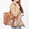 ADBGA985 American Darling Hand-Tooled Harness Leather & Hair On Tote Bag