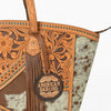 ADBGA985 American Darling Hand-Tooled Harness Leather & Hair On Tote Bag