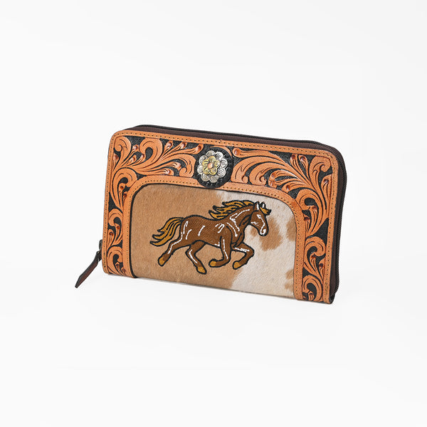 ADBGA986 American Darling Harness Leather & Hair On Western Wallet