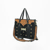ADBGA987 American Darling Hand-Tooled Harness & Hairon Leather Tote