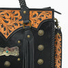ADBGA987 American Darling Hand-Tooled Harness & Hairon Leather Tote