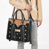 ADBGA987 American Darling Hand-Tooled Harness & Hairon Leather Tote