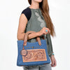 ADBGA988 American Darling Denim, Harness & Floral Tooled Leather Tote Handbag