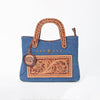 ADBGA988 American Darling Denim, Harness & Floral Tooled Leather Tote Handbag