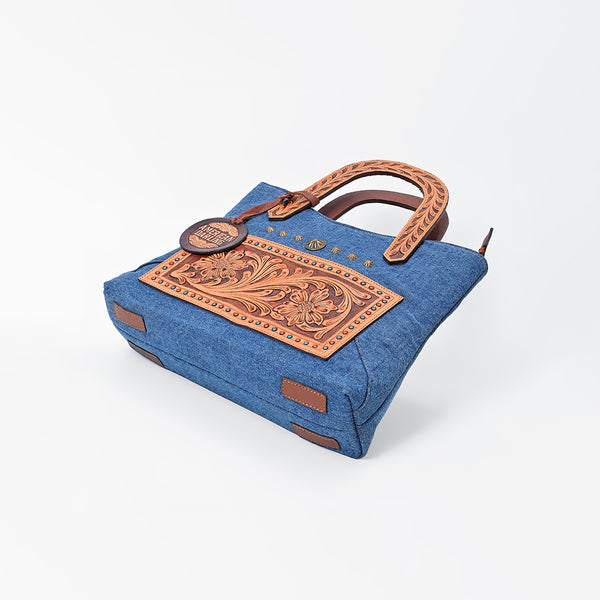 ADBGA988 American Darling Denim, Harness & Floral Tooled Leather Tote Handbag