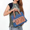 ADBGA988 American Darling Denim, Harness & Floral Tooled Leather Tote Handbag