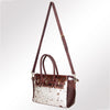 ADBGI151 Studded Hair-On Hide Tooled Leather Satchel - Western Cowgirl Handbag