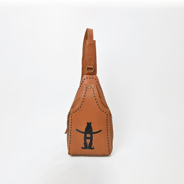Magnolia Rodeo Genuine Leather Black Embroidered Sling Bag
