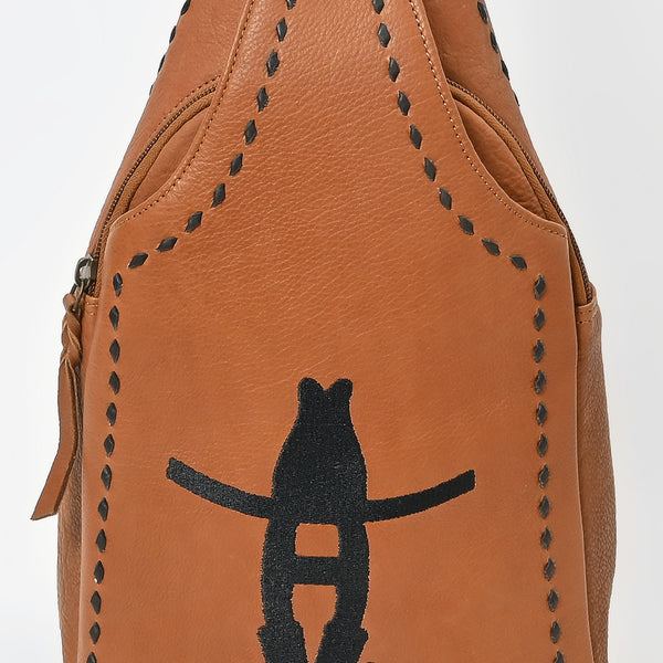 Magnolia Rodeo Genuine Leather Black Embroidered Sling Bag