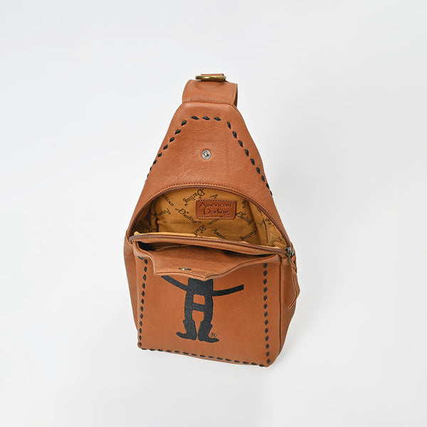 Magnolia Rodeo Genuine Leather Black Embroidered Sling Bag