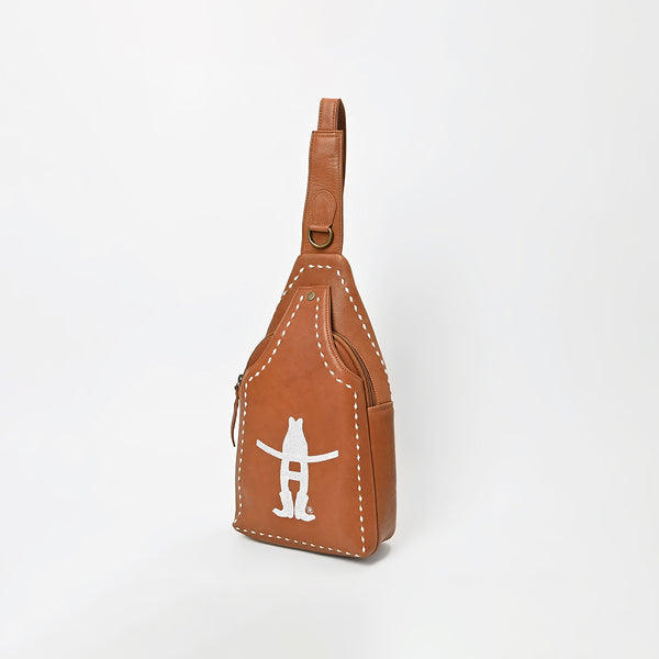 Magnolia Rodeo Genuine Leather White Embroidered Sling Bag