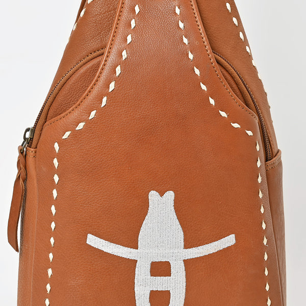 Magnolia Rodeo Genuine Leather White Embroidered Sling Bag