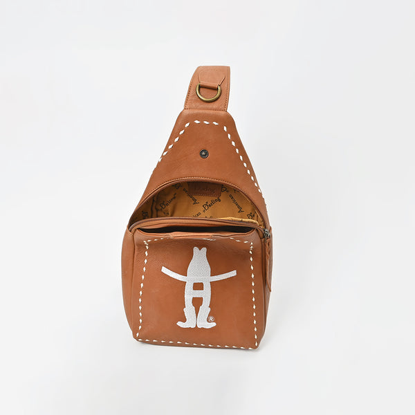 Magnolia Rodeo Genuine Leather White Embroidered Sling Bag