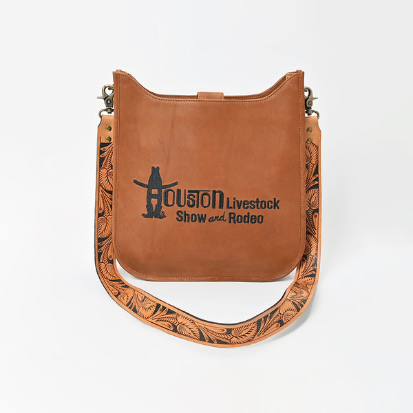 Showground Rodeo Genuine Leather Black Embroidered Crossbody Bag