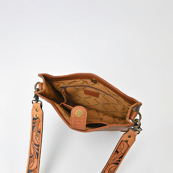 Showground Rodeo Genuine Leather Black Embroidered Crossbody Bag