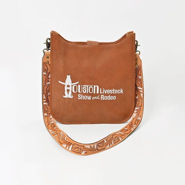 Showground Rodeo Genuine Leather White Embroidered Crossbody Bag