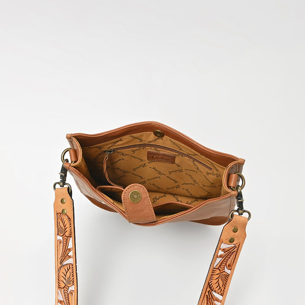 Showground Rodeo Genuine Leather White Embroidered Crossbody Bag