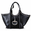 ADBGM1017 American Darling Genuine Leather & Black Hair-On-Hide Studded Horse Bit Hobo Tote Bag