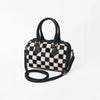 American Darling Genuine Leather & Hair-On-Hide Black Checkerboard Speedy Bag