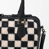 American Darling Genuine Leather & Hair-On-Hide Black Checkerboard Speedy Bag
