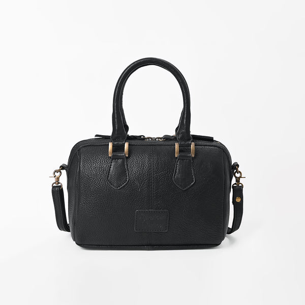 American Darling Genuine Leather & Hair-On-Hide Black Checkerboard Speedy Bag