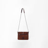 American Darling Genuine Leather & Suede Dark Brown Studded Chain Crossbody Bag