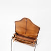 American Darling Genuine Leather Cognac Tan Studded Chain Crossbody Bag