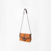 American Darling Genuine Leather & Suede Tan Studded Chain Crossbody Bag