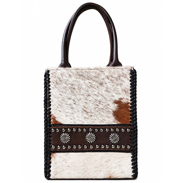 ADBGM1135 American Darling Genuine Leather & Hair-On-Hide Studded Concho Tote Bag