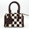 ADBGM1225 American Darling Hair On Leather Checkered Patchwork Western Speedy Bag
