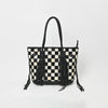 ADBGM738 American Darling Checkered Hair-on Leather Tote Bag with Fringe Trim