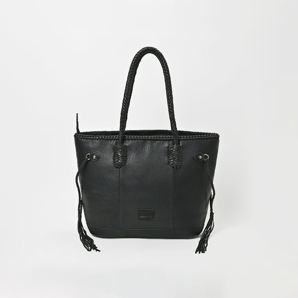ADBGM738 American Darling Checkered Hair-on Leather Tote Bag with Fringe Trim