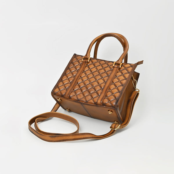 ADBGM755 American Darling Studded Quilted Leather Handbag with Removable Strap