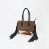 ADBGM825 American Darling Quilted Leather Cowhide Western Fringe Tote
