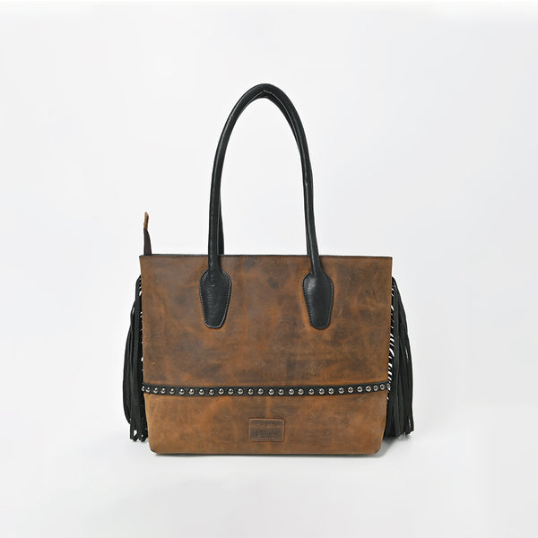 ADBGM825 American Darling Quilted Leather Cowhide Western Fringe Tote