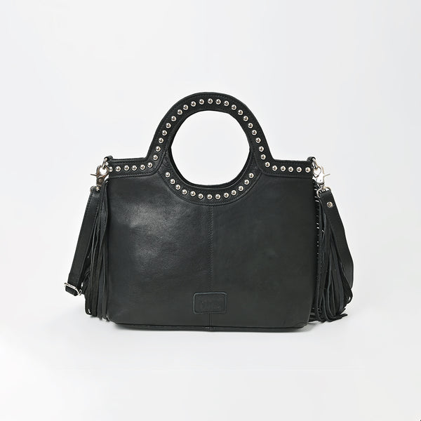 ADBGM836 American Darling Leather Studded Fringe Tote Handbag