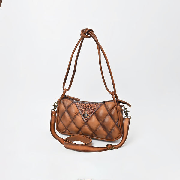 ADBGM884 American Darling Hand-Tooled Quilted Leather Crossbody Shoulder Bag