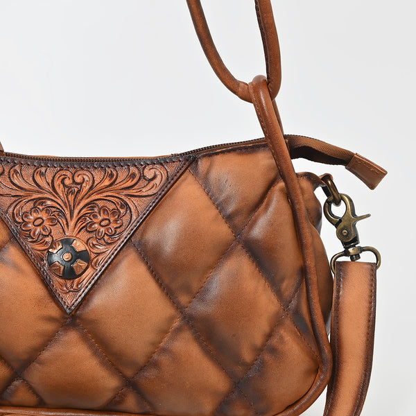 ADBGM884 American Darling Hand-Tooled Quilted Leather Crossbody Shoulder Bag