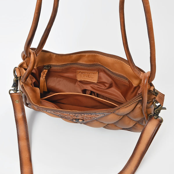 ADBGM884 American Darling Hand-Tooled Quilted Leather Crossbody Shoulder Bag