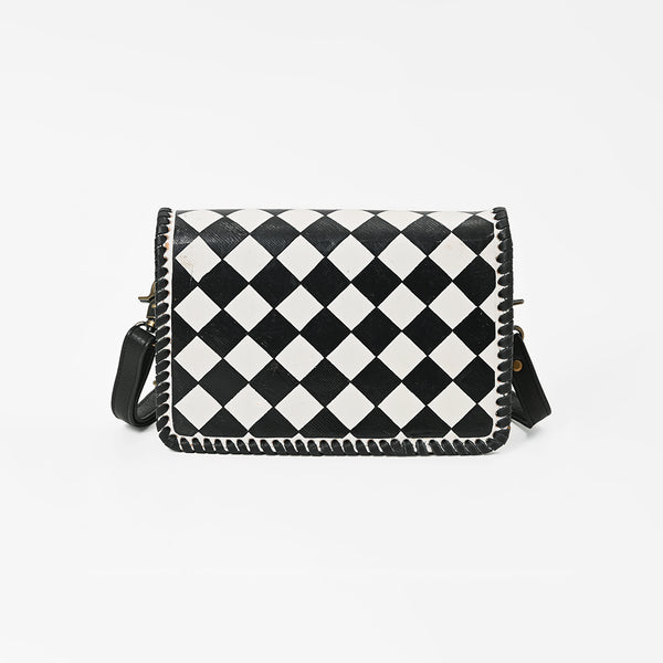 ADBGM908 American Darling Genuine Leather Checkered Crossbody Bag