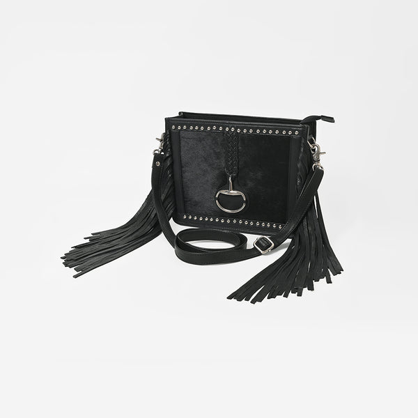 ADBGM967 American Darling Hair On Hide Leather Fringe Crossbody Bag