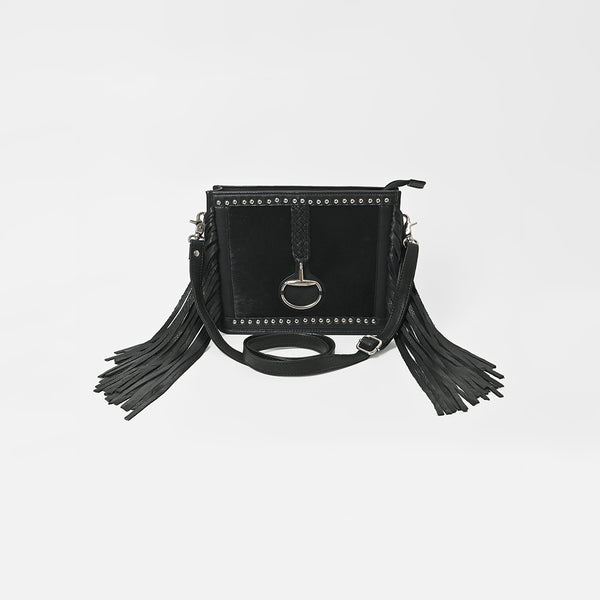 ADBGM967 American Darling Hair On Hide Leather Fringe Crossbody Bag